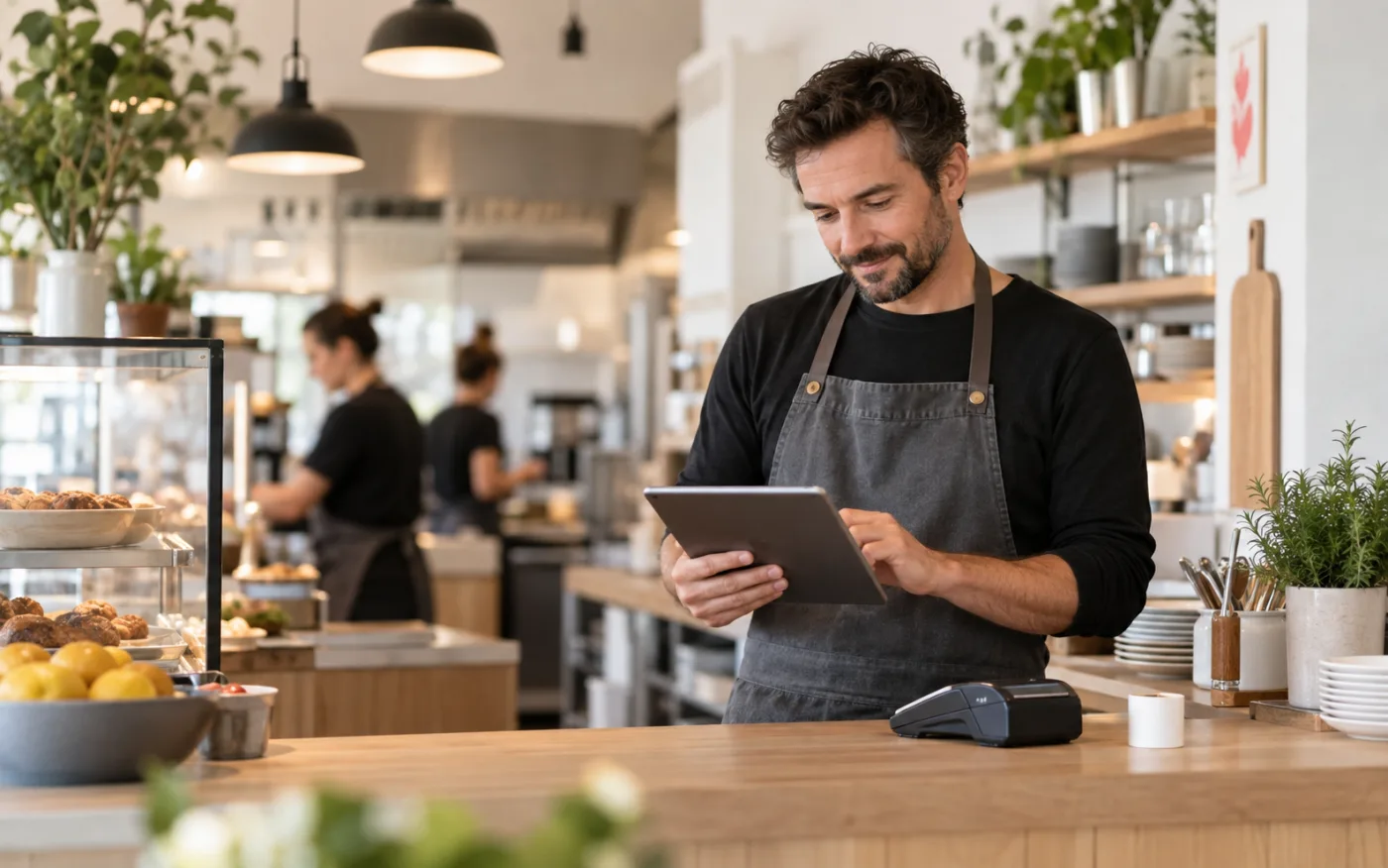 Restaurantejer gennemgår sin løsning og sine behov